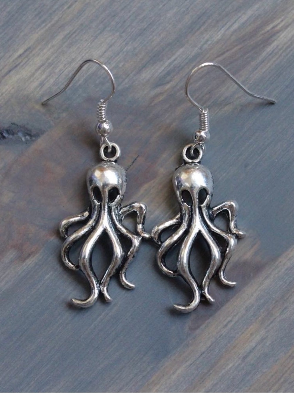 Silver Octopus Dangle Earrings